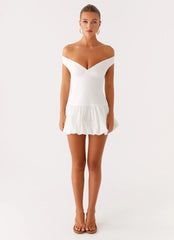 Endless Romance Off Shoulder Mini Dress - White