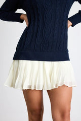 Alvie Navy Cable Knit Drop Waist Sweater Dress